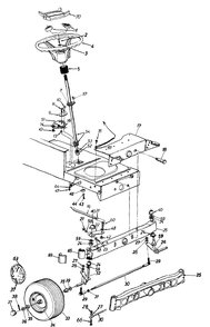 Axle, Front, Wheels, Front, Steering Assembly Diagram and Parts List for 13AN695G372 1999 Yard Machines Lawn Tractor
